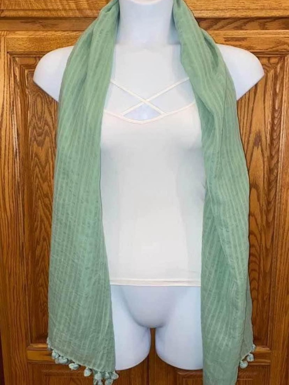 Forever 21 Mint Green Lightweight Tassel Scarf